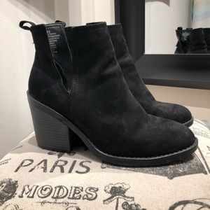 Black cutout booties